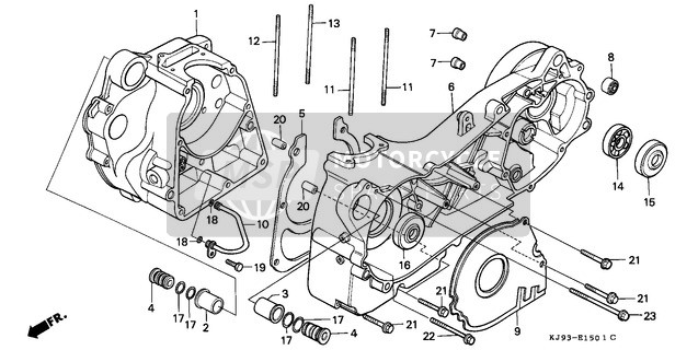 Honda CH125 1992 Kurbelgehäuse (CH125G/J/L/M/N/P/R) für ein 1992 Honda CH125